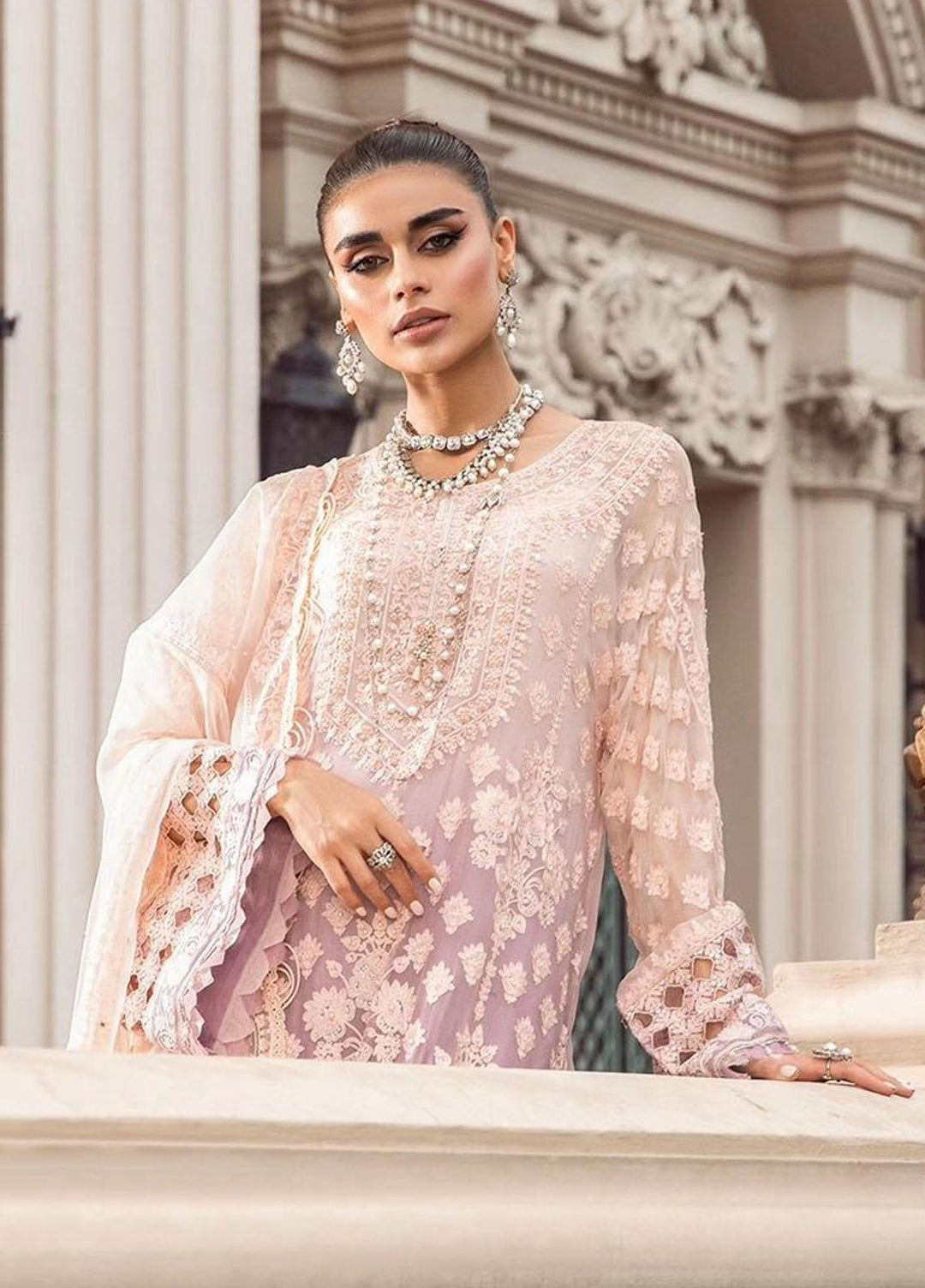 Maria B Embroidered Chiffon Suits Unstitched 4 Piece MB23SC D3 - Luxury Collection
