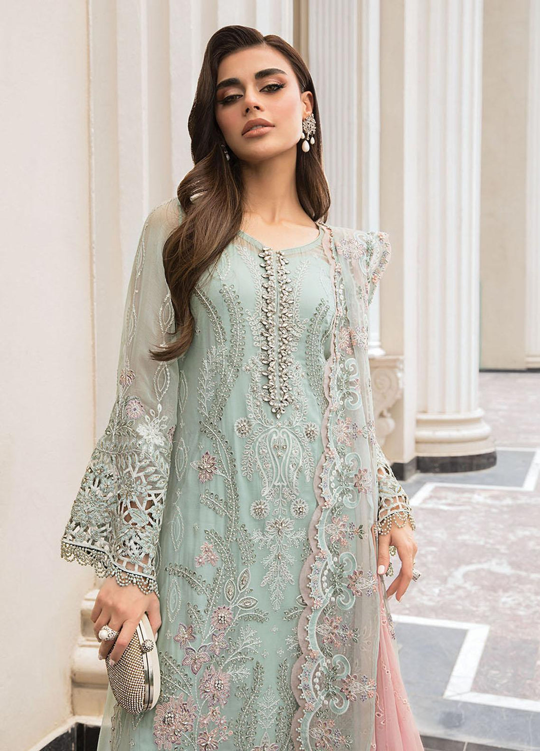 Maria B Embroidered Chiffon Suits Unstitched 4 Piece MB23SC D4 - Luxury Collection