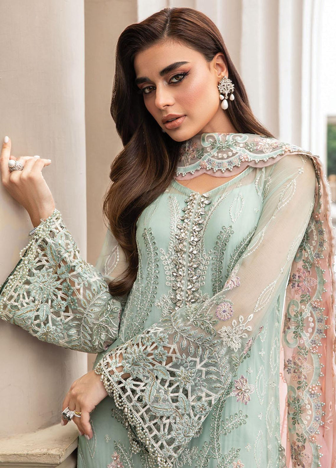 Maria B Embroidered Chiffon Suits Unstitched 4 Piece MB23SC D4 - Luxury Collection