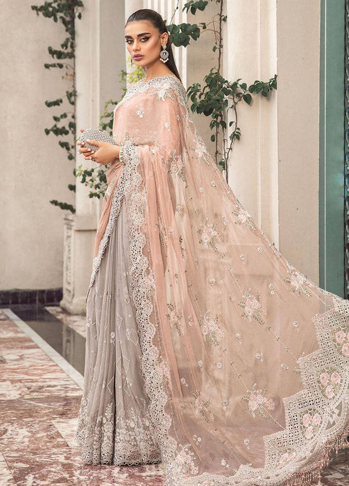 Maria B Embroidered Chiffon  Unstitched Saree MB23SC D5 - Luxury Collection