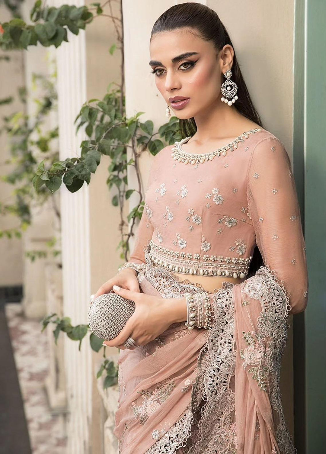 Maria B Embroidered Chiffon  Unstitched Saree MB23SC D5 - Luxury Collection