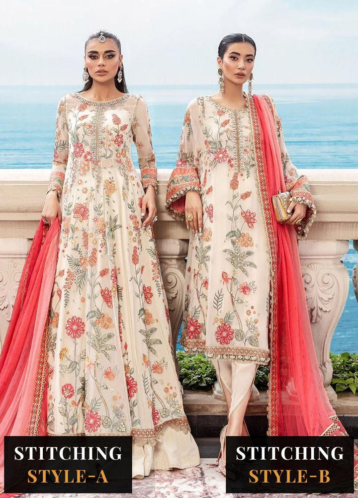 Maria B Embroidered Chiffon Suits Unstitched 4 Piece MB23SC D6 - Luxury Collection