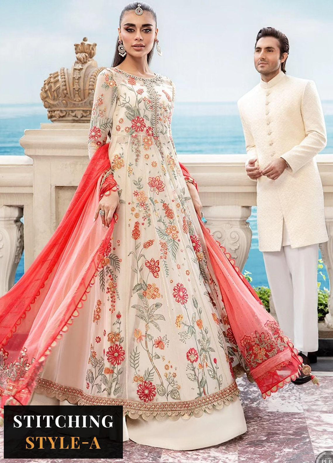 Maria B Embroidered Chiffon Suits Unstitched 4 Piece MB23SC D6 - Luxury Collection