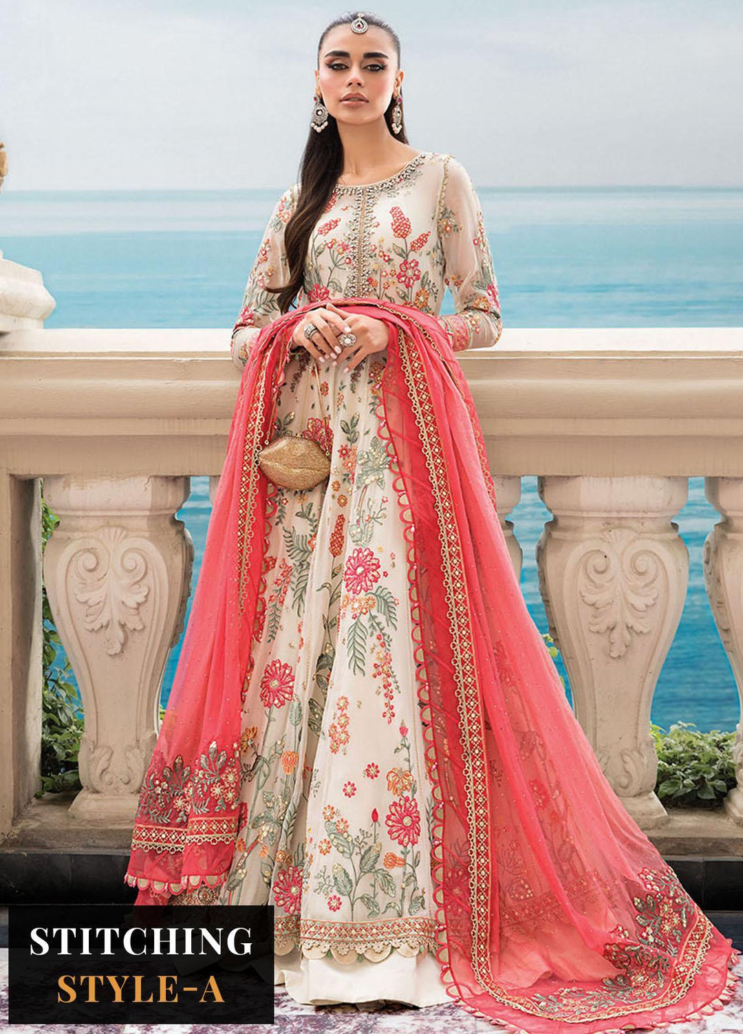 Maria B Embroidered Chiffon Suits Unstitched 4 Piece MB23SC D6 - Luxury Collection