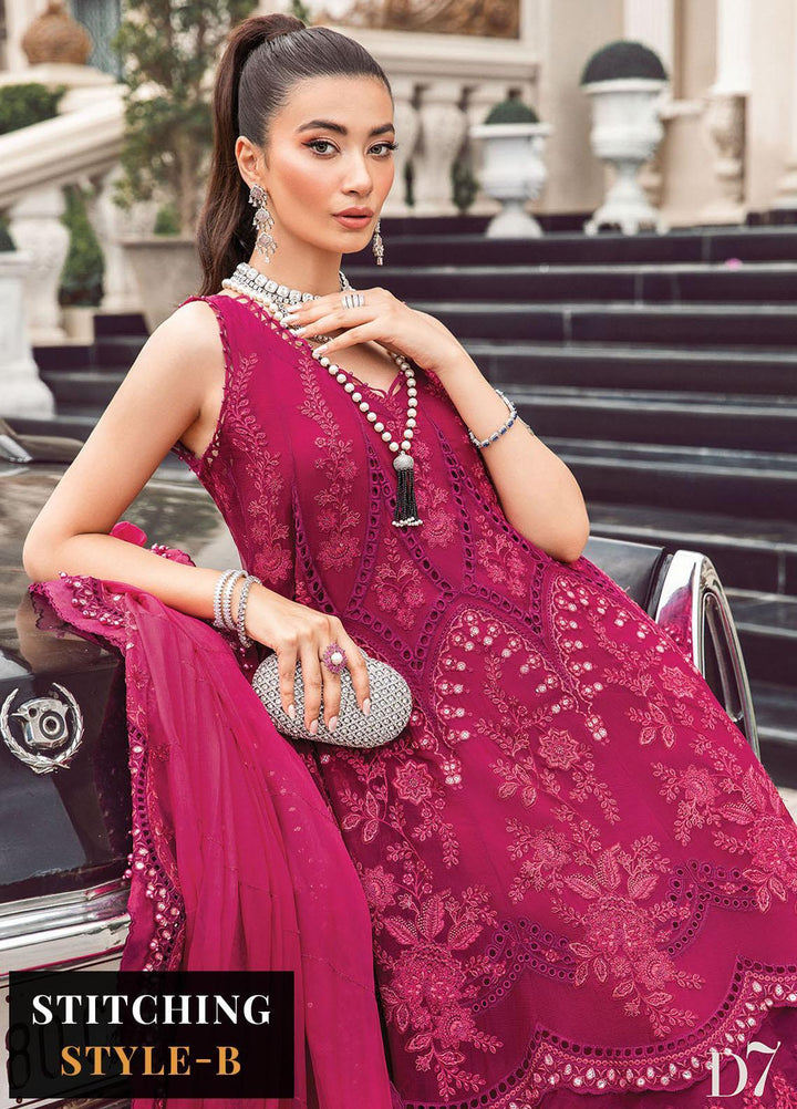 Maria B Embroidered Chiffon Suits Unstitched 4 Piece MB23SC D7 - Luxury Collection
