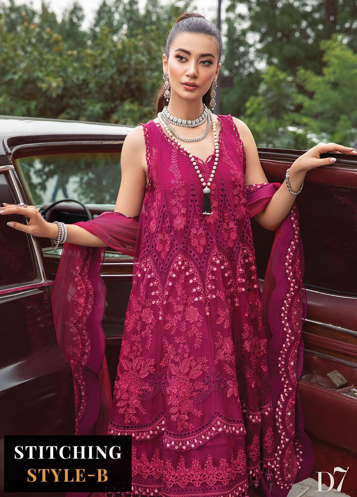 Maria B Embroidered Chiffon Suits Unstitched 4 Piece MB23SC D7 - Luxury Collection
