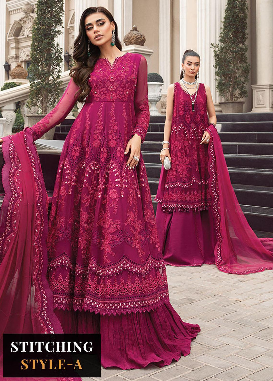 Maria B Embroidered Chiffon Suits Unstitched 4 Piece MB23SC D7 - Luxury Collection