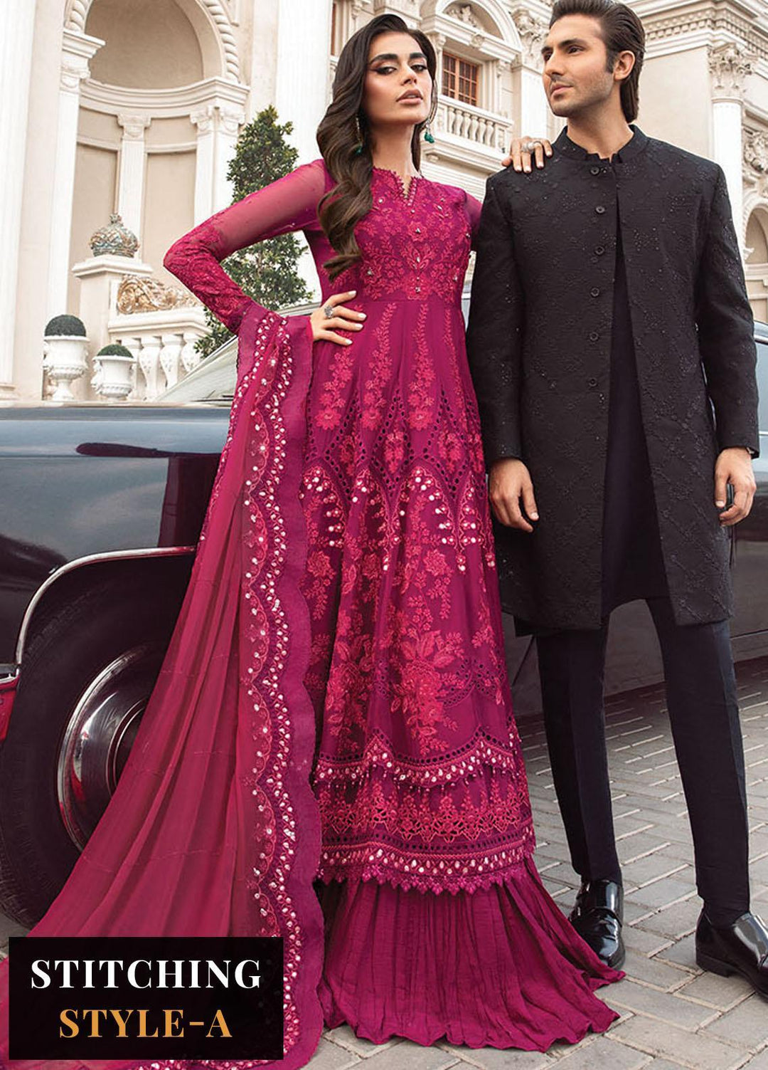 Maria B Embroidered Chiffon Suits Unstitched 4 Piece MB23SC D7 - Luxury Collection