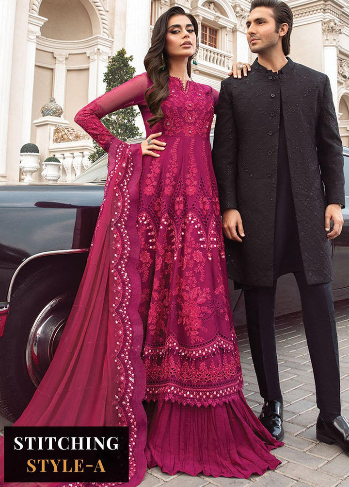 Maria B Embroidered Chiffon Suits Unstitched 4 Piece MB23SC D7 - Luxury Collection