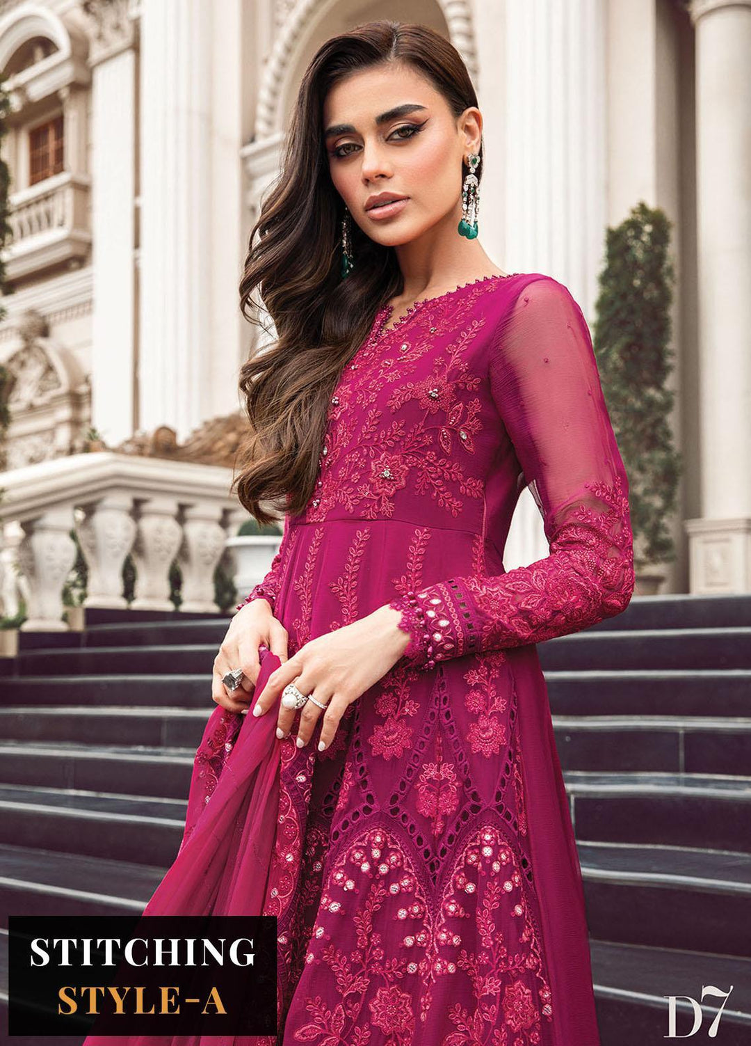Maria B Embroidered Chiffon Suits Unstitched 4 Piece MB23SC D7 - Luxury Collection