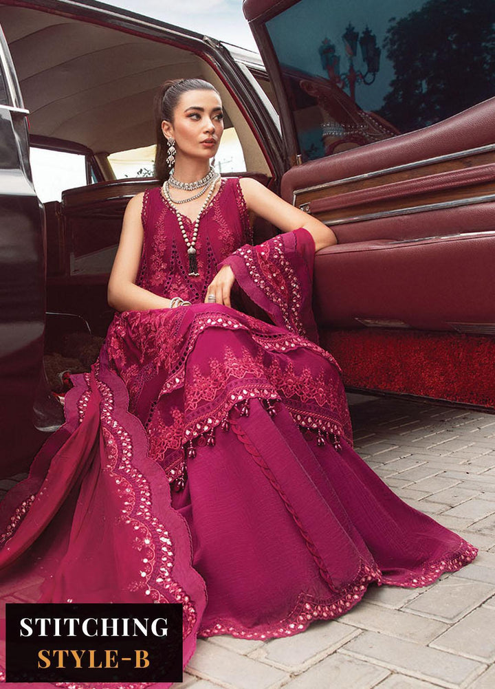 Maria B Embroidered Chiffon Suits Unstitched 4 Piece MB23SC D7 - Luxury Collection