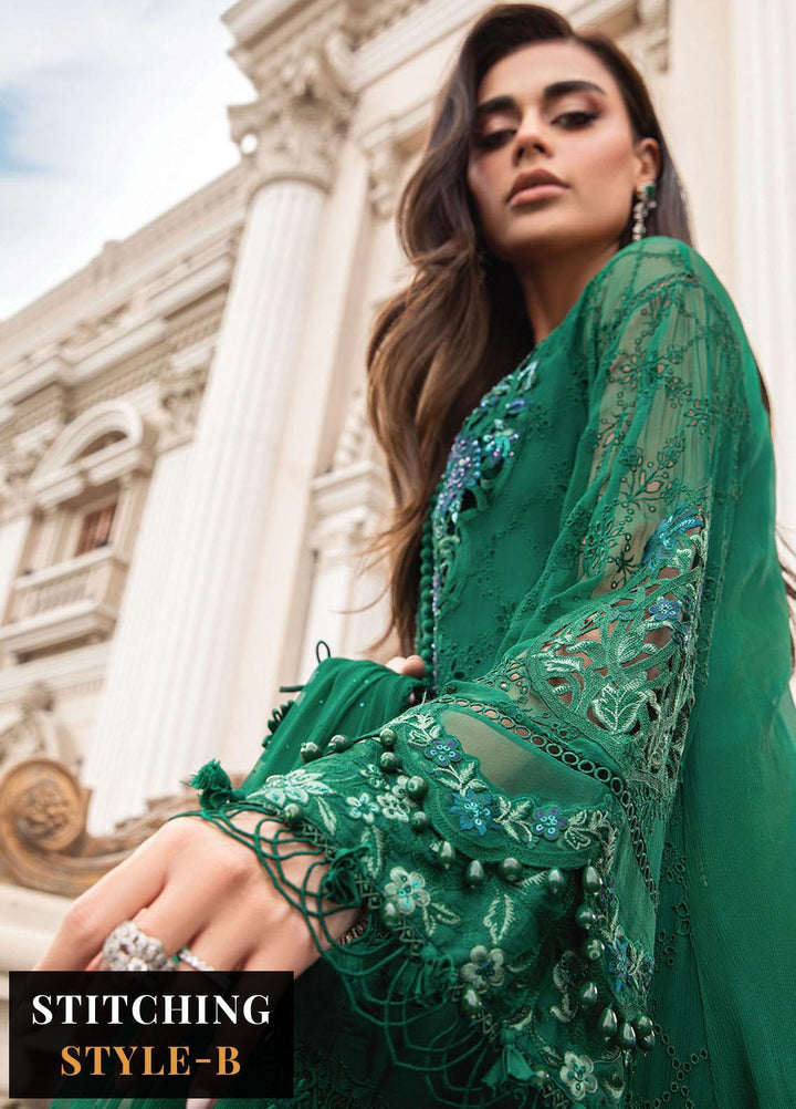 Maria B Embroidered Chiffon Suits Unstitched 4 Piece MB23SC D8 - Luxury Collection