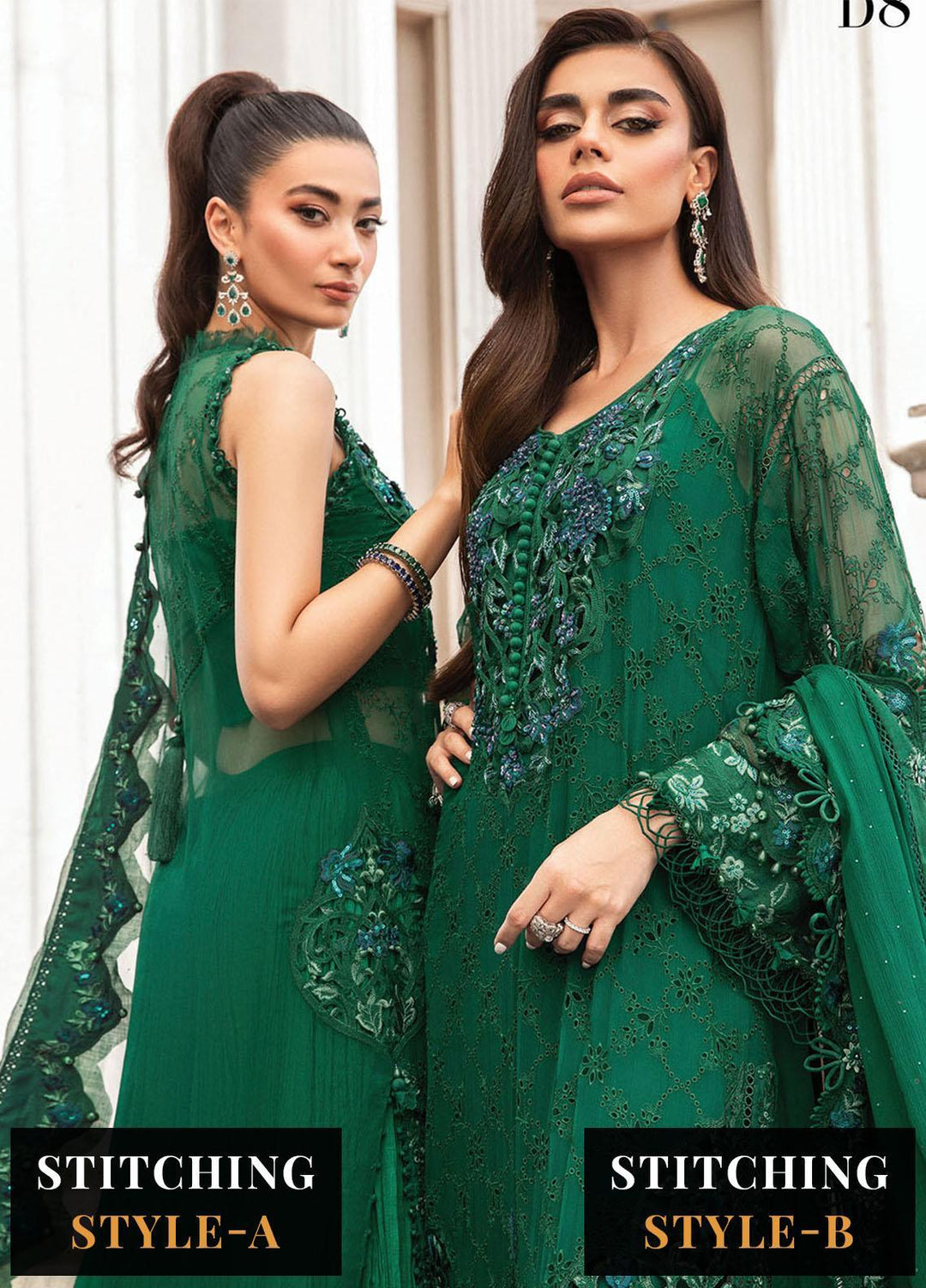 Maria B Embroidered Chiffon Suits Unstitched 4 Piece MB23SC D8 - Luxury Collection