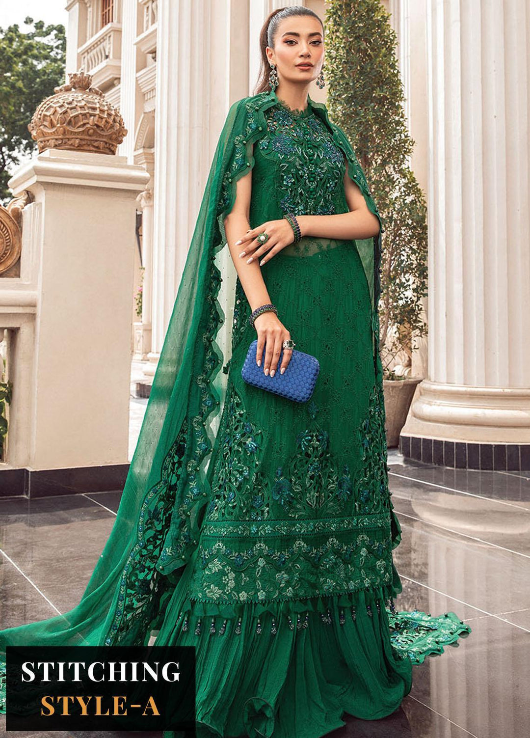 Maria B Embroidered Chiffon Suits Unstitched 4 Piece MB23SC D8 - Luxury Collection