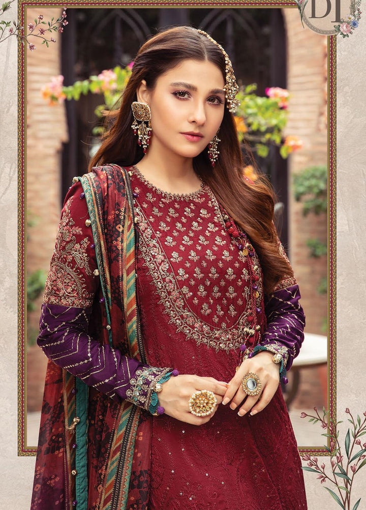 Maria B Embroidered Cotton Satin Suits Unstitched 3 Piece MB21SU D-01 - Festive Collection