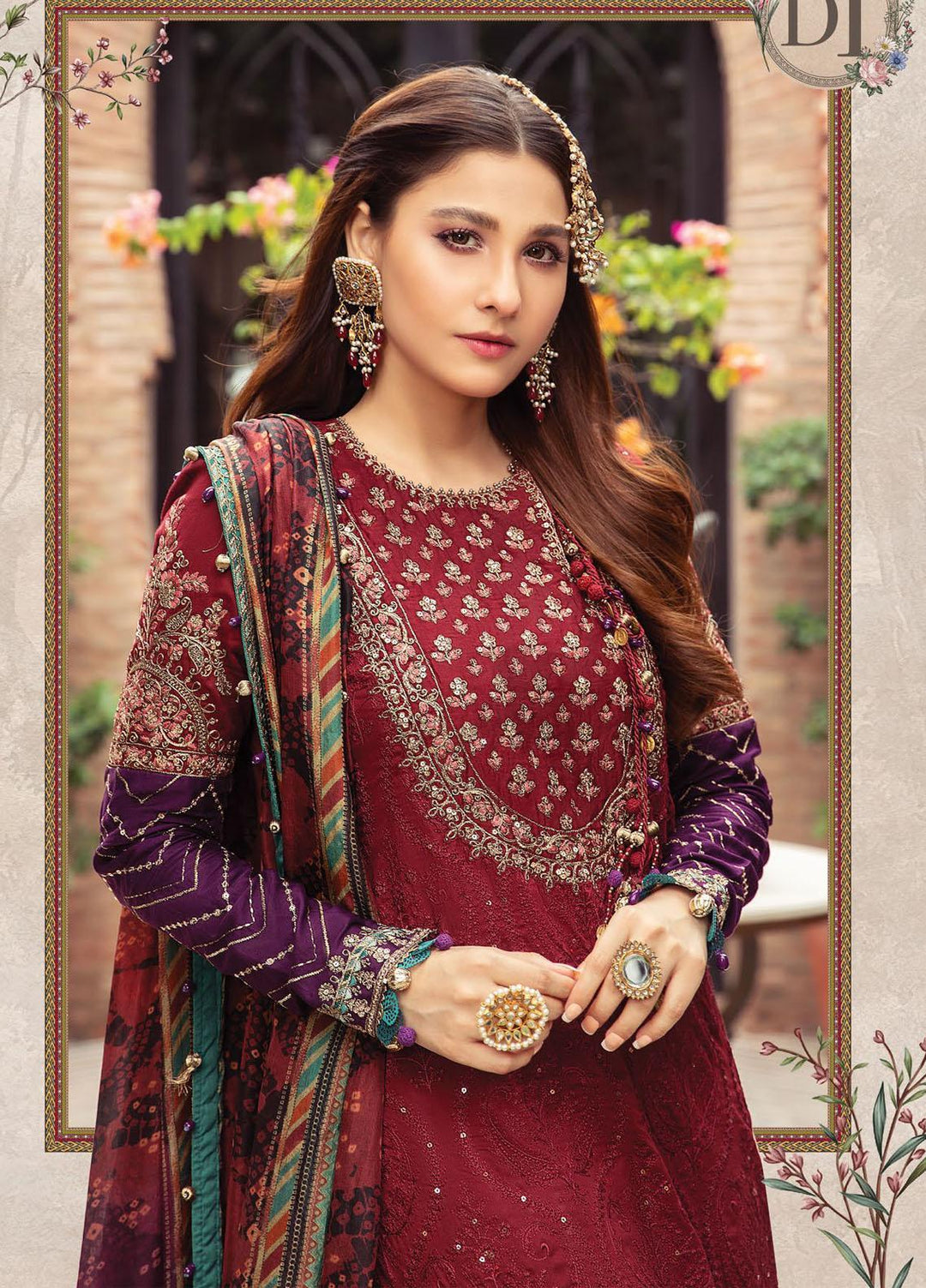 Maria B Embroidered Cotton Satin Suits Unstitched 3 Piece MB21SU D-01 - Festive Collection
