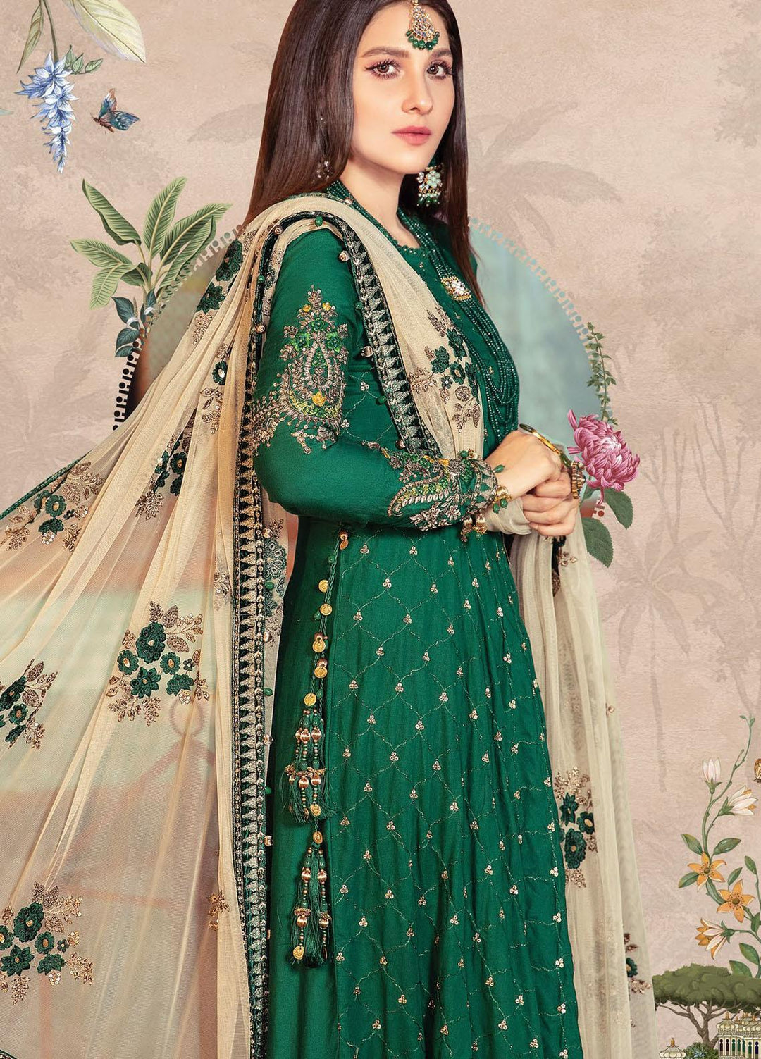 Maria B Embroidered Cotton Satin Suits Unstitched 3 Piece MB21SU D-02 - Festive Collection