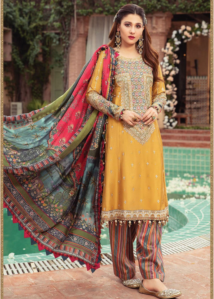 Maria B Embroidered Cotton Satin Suits Unstitched 3 Piece MB21SU D-06 - Festive Collection