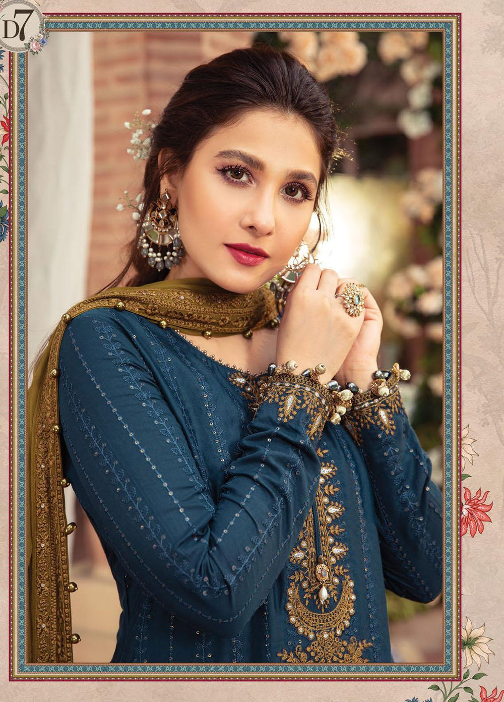Maria B Embroidered Cotton Satin Suits Unstitched 3 Piece MB21SU D-07 - Festive Collection
