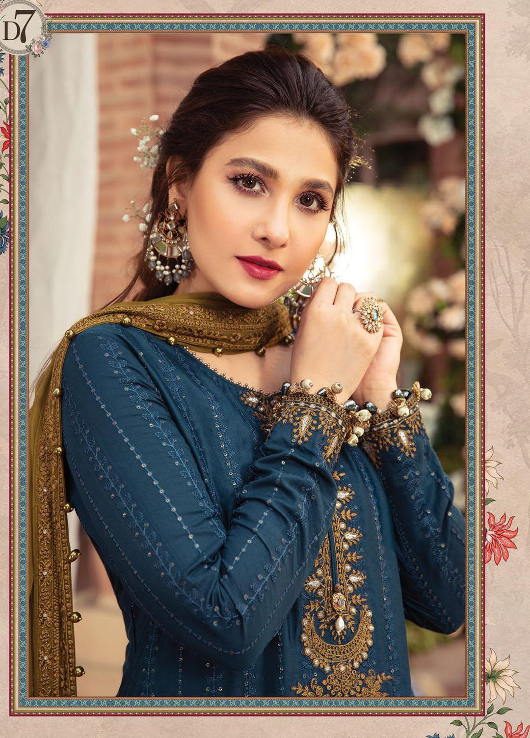 Maria B Embroidered Cotton Satin Suits Unstitched 3 Piece MB21SU D-07 - Festive Collection