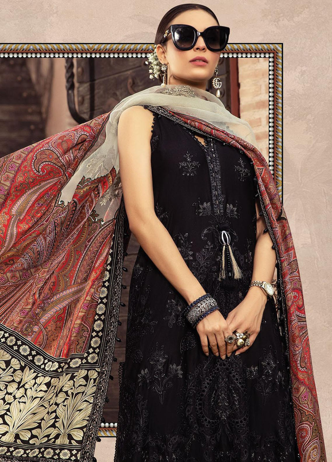 Maria B Embroidered Cotton Satin Suits Unstitched 3 Piece MB21SU D-08 - Festive Collection