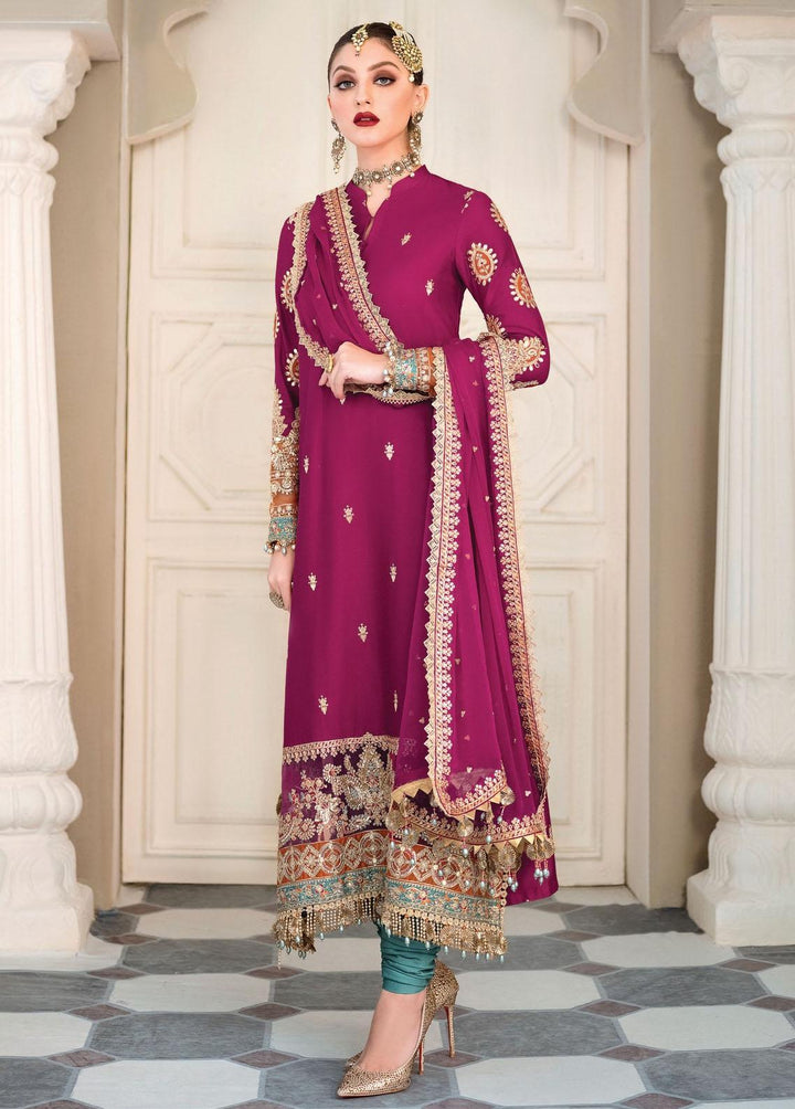 Sateen By Maria B Embroidered Cotton Satin Suits Unstitched 3 Piece MB23S D1 - Luxury Collection