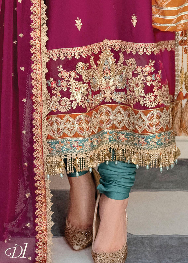 Sateen By Maria B Embroidered Cotton Satin Suits Unstitched 3 Piece MB23S D1 - Luxury Collection