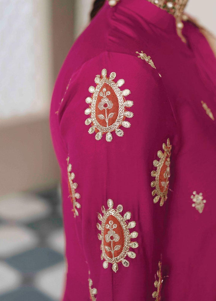 Sateen By Maria B Embroidered Cotton Satin Suits Unstitched 3 Piece MB23S D1 - Luxury Collection