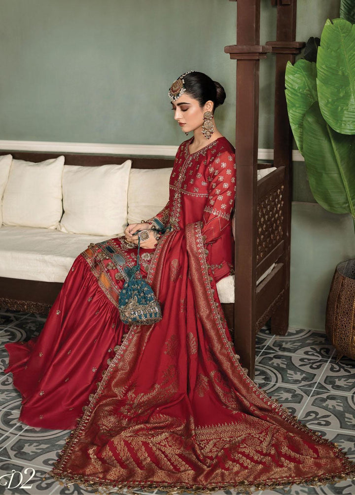 Sateen By Maria B Embroidered Cotton Satin Suits Unstitched 3 Piece MB23S D2 - Luxury Collection