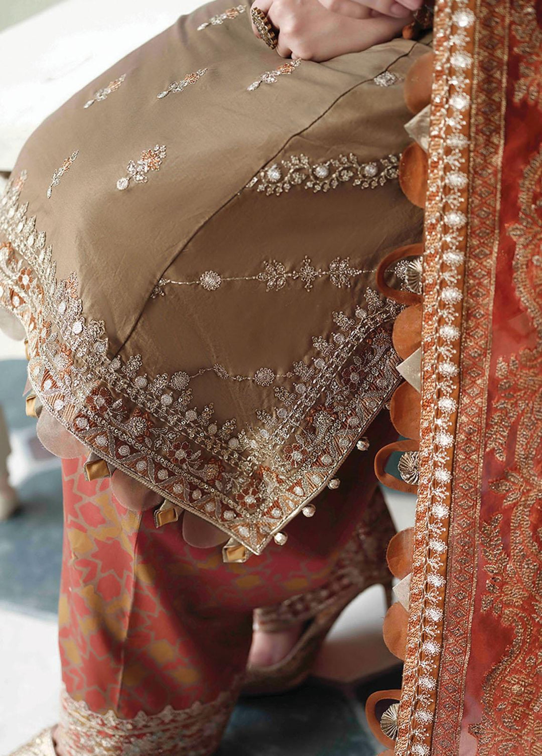 Sateen By Maria B Embroidered Cotton Satin Suits Unstitched 3 Piece MB23S D3 - Luxury Collection