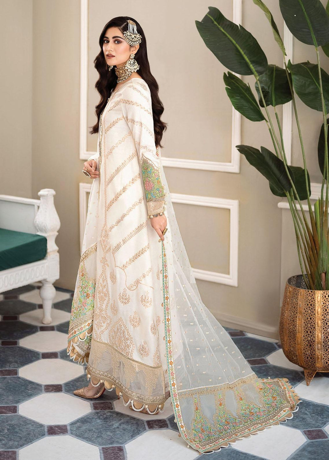 Sateen By Maria B Embroidered Jacquard Suits Unstitched 3 Piece MB23S D4 - Luxury Collection