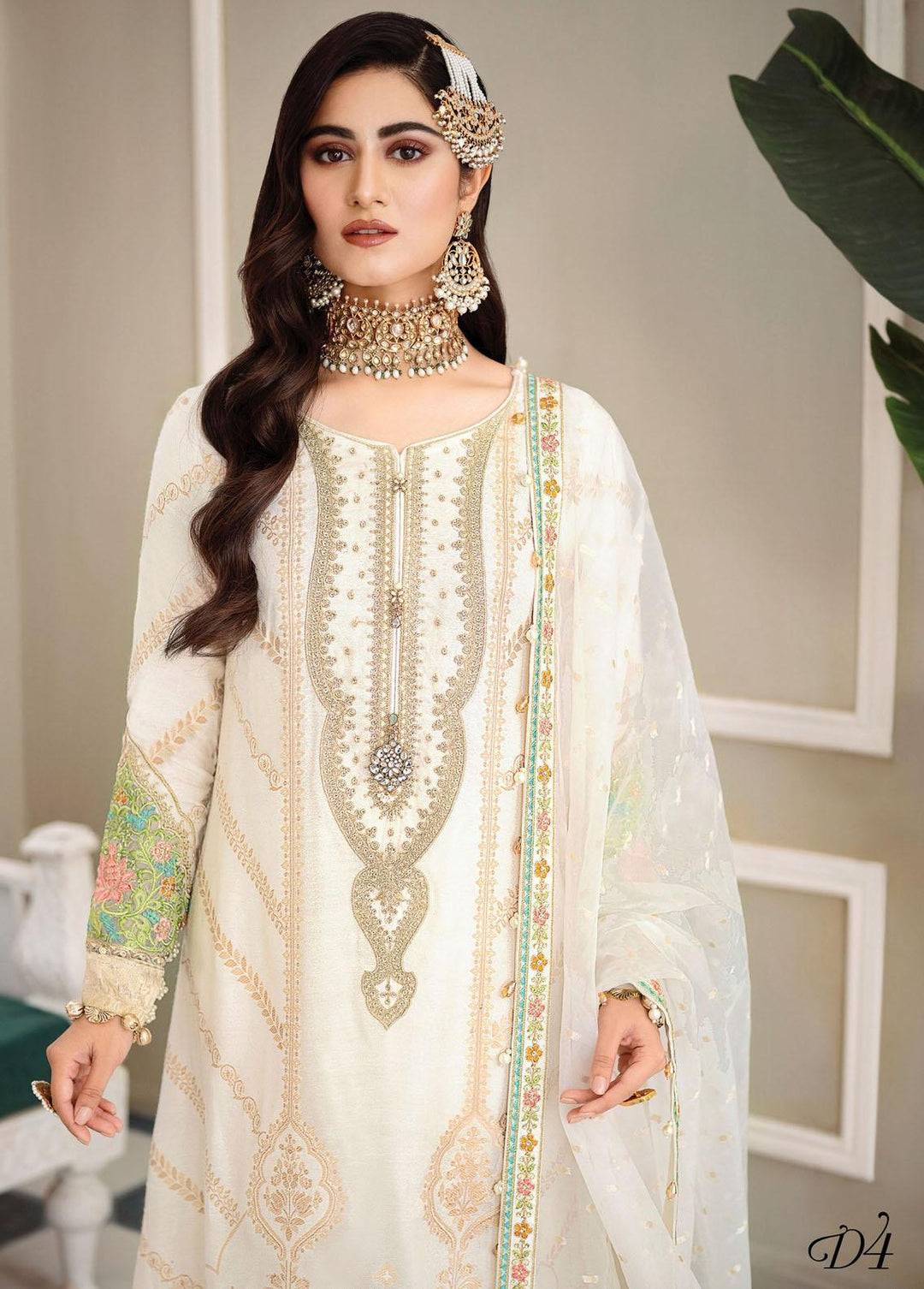 Sateen By Maria B Embroidered Jacquard Suits Unstitched 3 Piece MB23S D4 - Luxury Collection