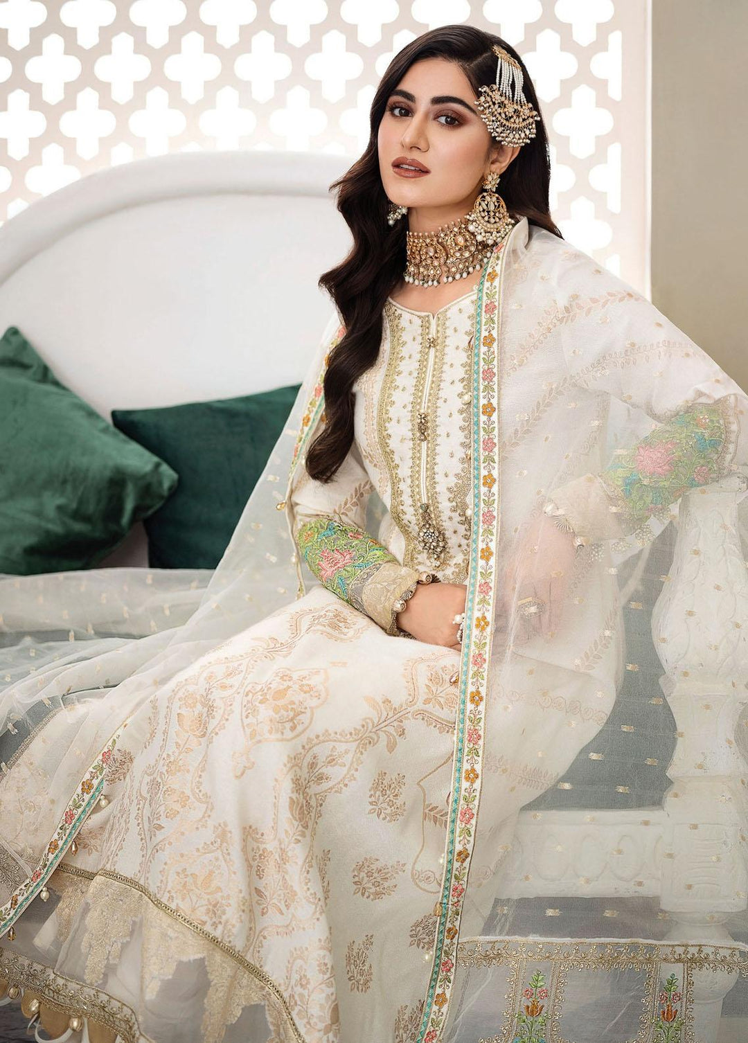 Sateen By Maria B Embroidered Jacquard Suits Unstitched 3 Piece MB23S D4 - Luxury Collection