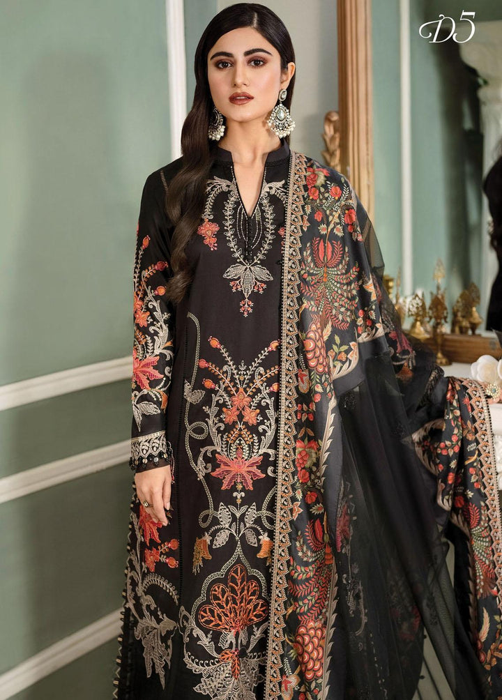 Sateen By Maria B Embroidered Cotton Satin Suits Unstitched 3 Piece MB23S D5 - Luxury Collection