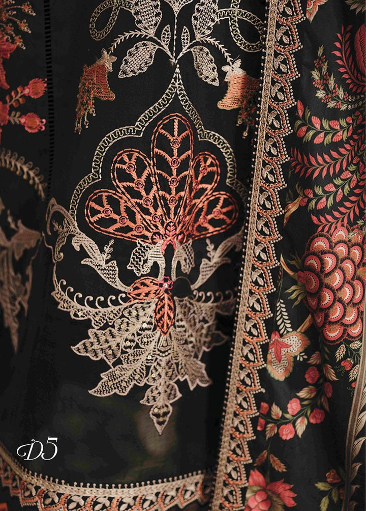 Sateen By Maria B Embroidered Cotton Satin Suits Unstitched 3 Piece MB23S D5 - Luxury Collection