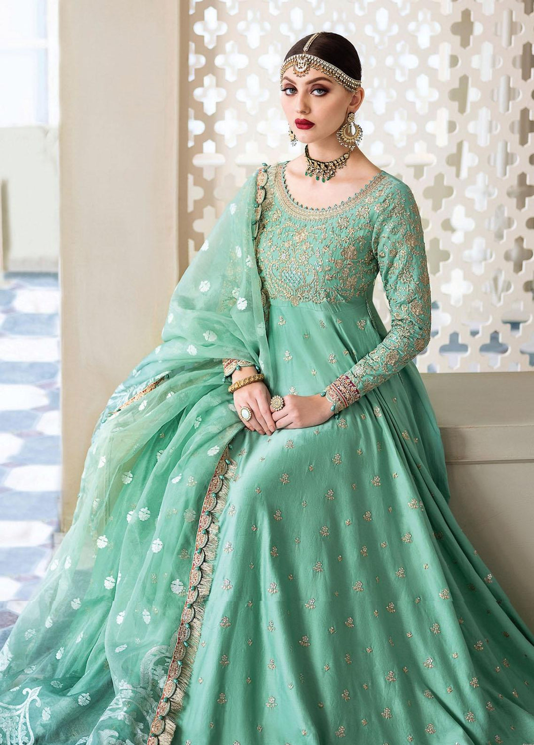 Sateen By Maria B Embroidered Cotton Satin Suits Unstitched 3 Piece MB23S D6 - Luxury Collection