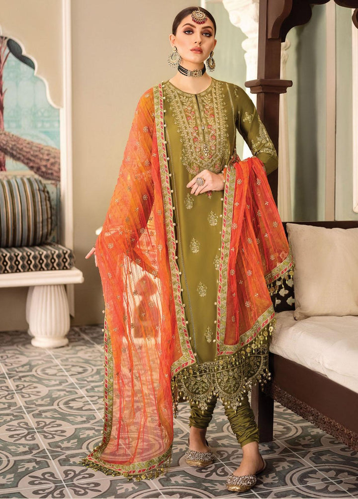 Sateen By Maria B Embroidered Cotton Satin Suits Unstitched 3 Piece MB23S D7 - Luxury Collection
