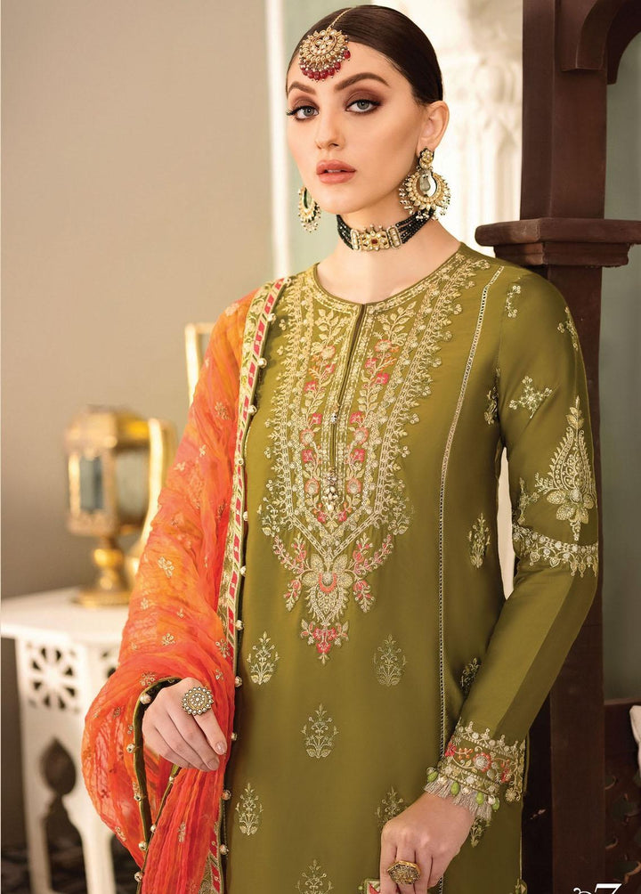 Sateen By Maria B Embroidered Cotton Satin Suits Unstitched 3 Piece MB23S D7 - Luxury Collection