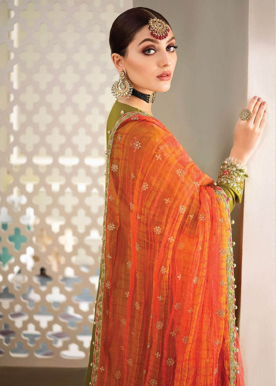 Sateen By Maria B Embroidered Cotton Satin Suits Unstitched 3 Piece MB23S D7 - Luxury Collection