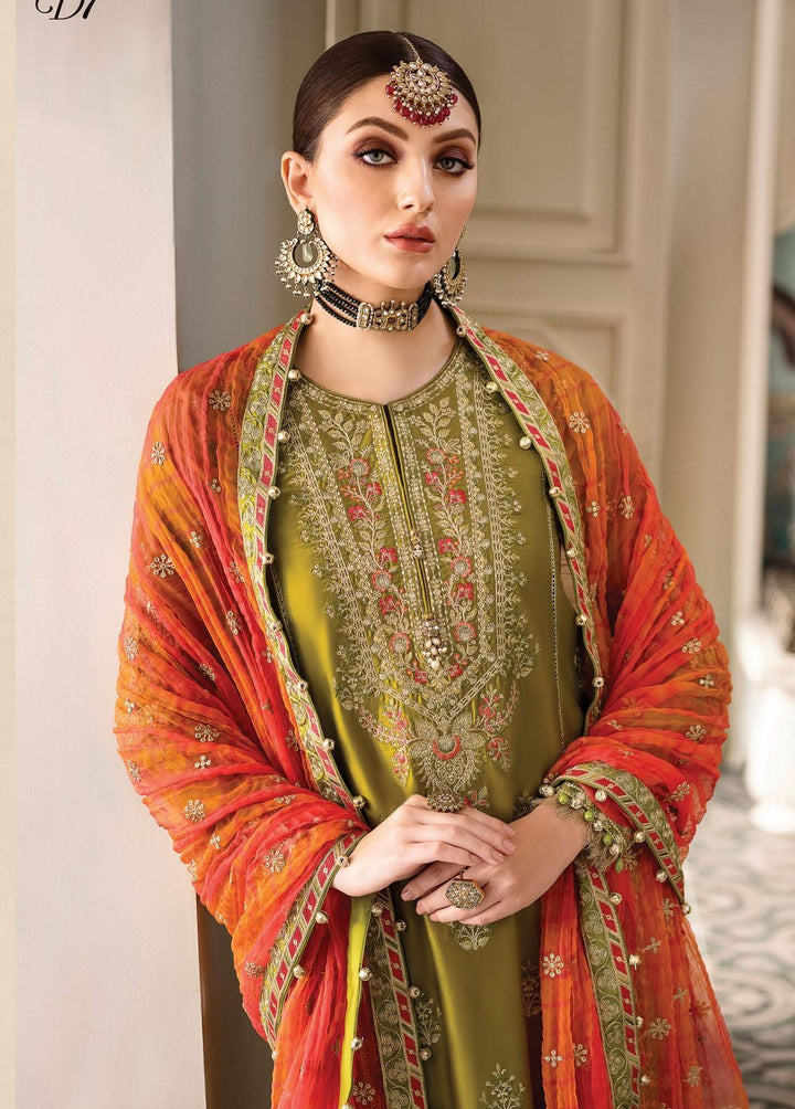 Sateen By Maria B Embroidered Cotton Satin Suits Unstitched 3 Piece MB23S D7 - Luxury Collection