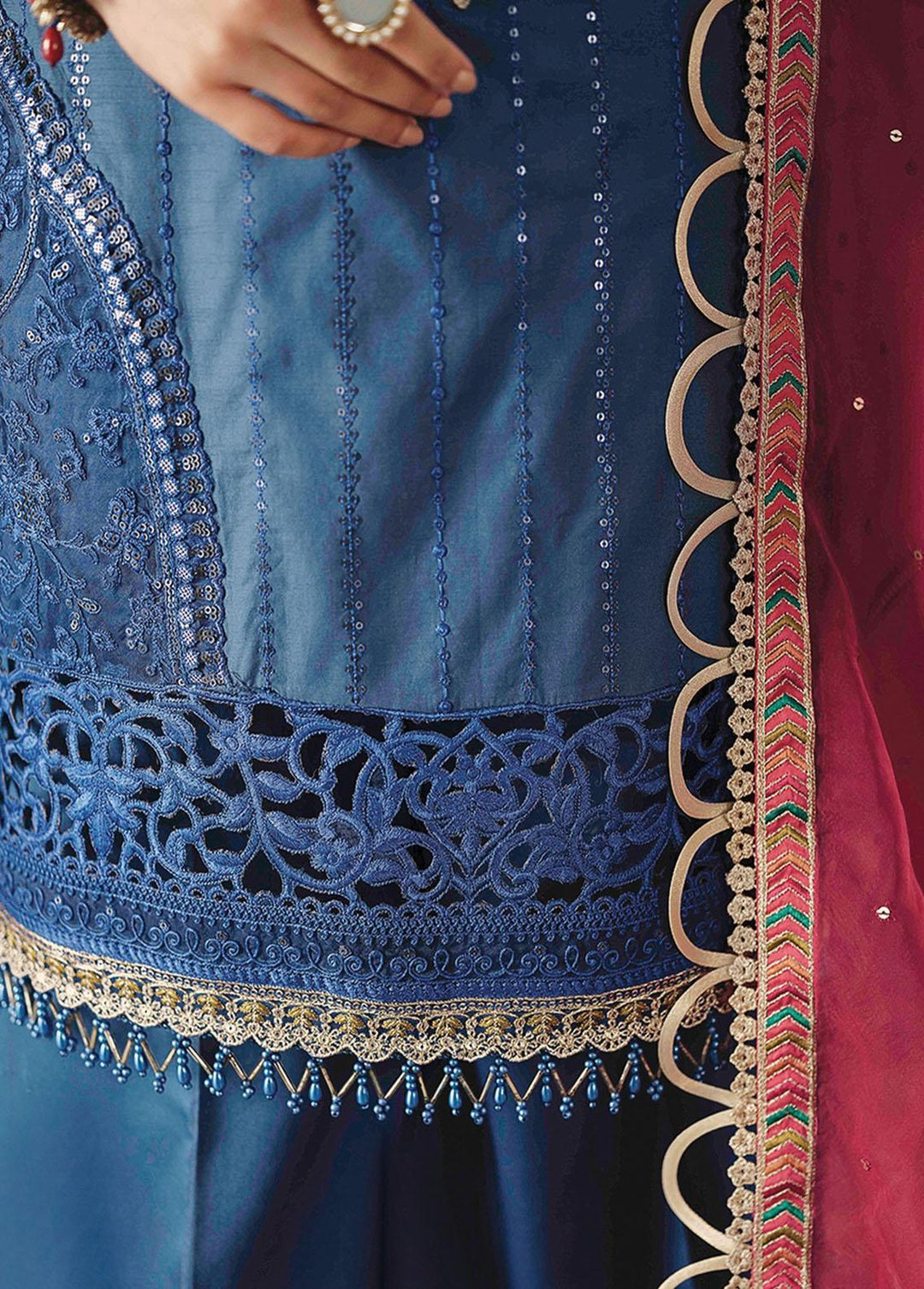 Sateen By Maria B Embroidered Cotton Satin Suits Unstitched 3 Piece MB23S D8 - Luxury Collection