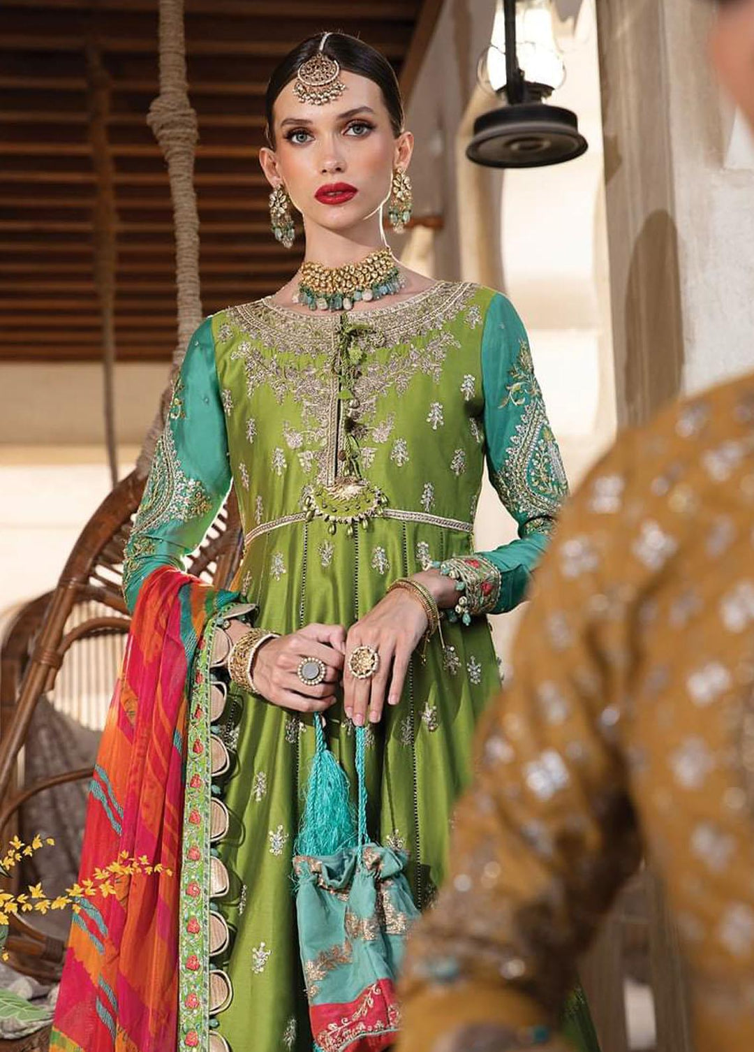 Sateen By Maria B Embroidered Cotton Satin Suits Unstitched 3 Piece MB22S D2 - Luxury Collection