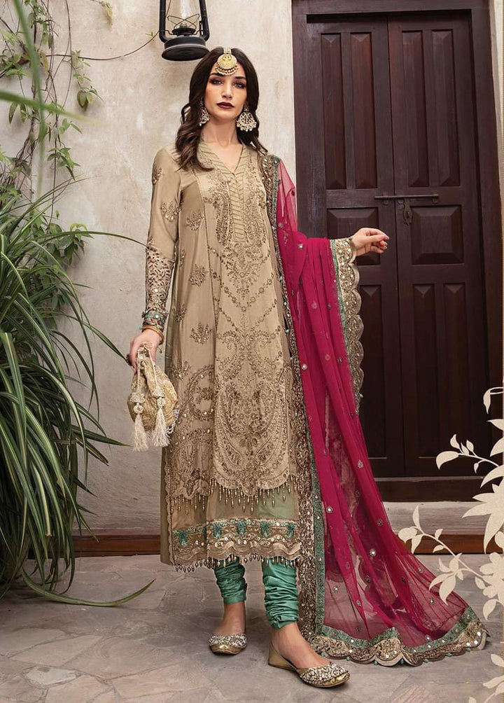 Sateen By Maria B Embroidered Cotton Satin Suits Unstitched 3 Piece MB22S D4 - Luxury Collection