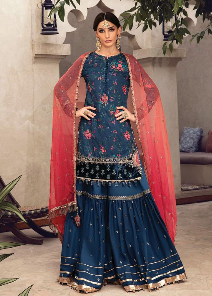 Sateen By Maria B Embroidered Cotton Satin Suits Unstitched 3 Piece MB22S D5 - Luxury Collection