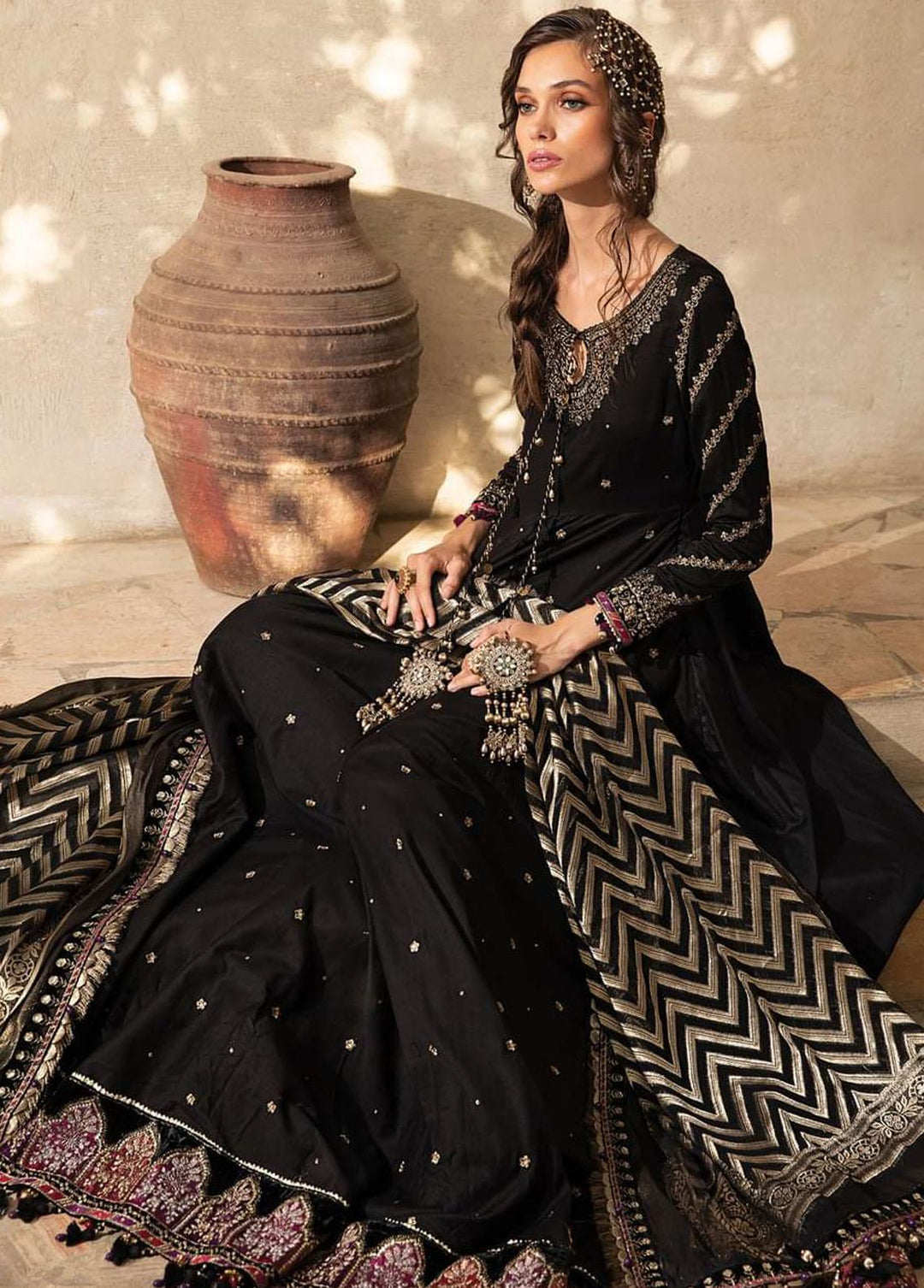 Sateen By Maria B Embroidered Cotton Satin Suits Unstitched 3 Piece MB22S D6 - Luxury Collection