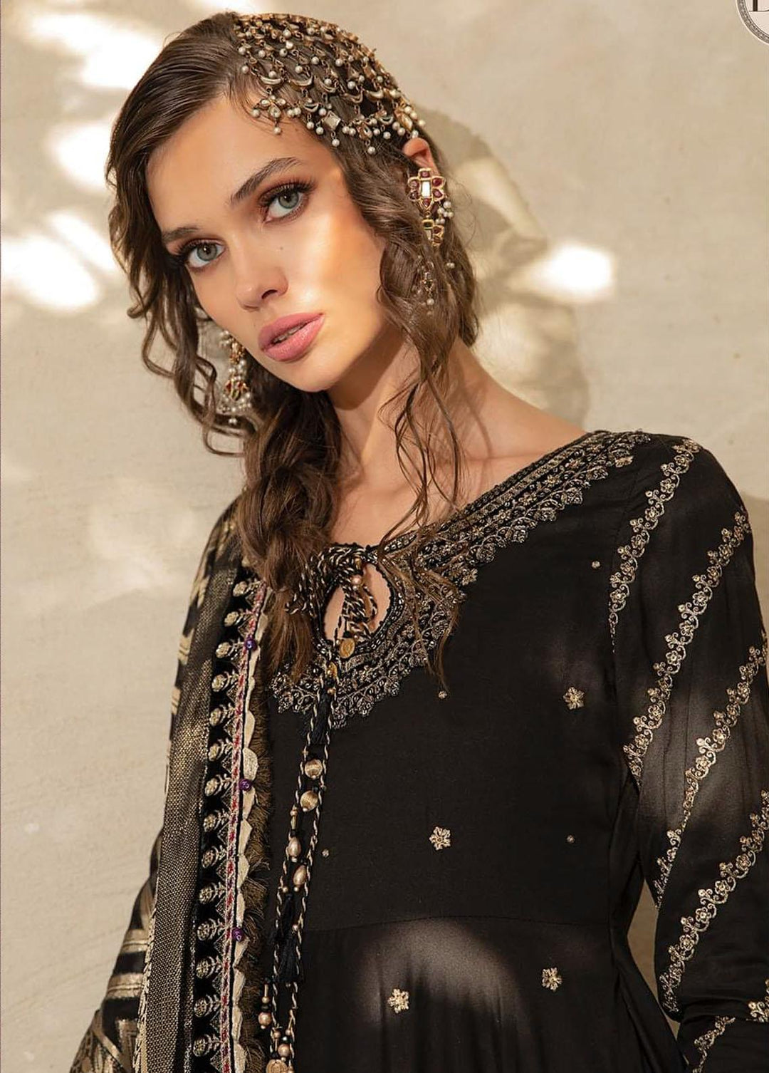 Sateen By Maria B Embroidered Cotton Satin Suits Unstitched 3 Piece MB22S D6 - Luxury Collection