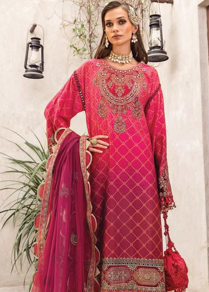 Sateen By Maria B Embroidered Cotton Satin Suits Unstitched 3 Piece MB22S D7 - Luxury Collection