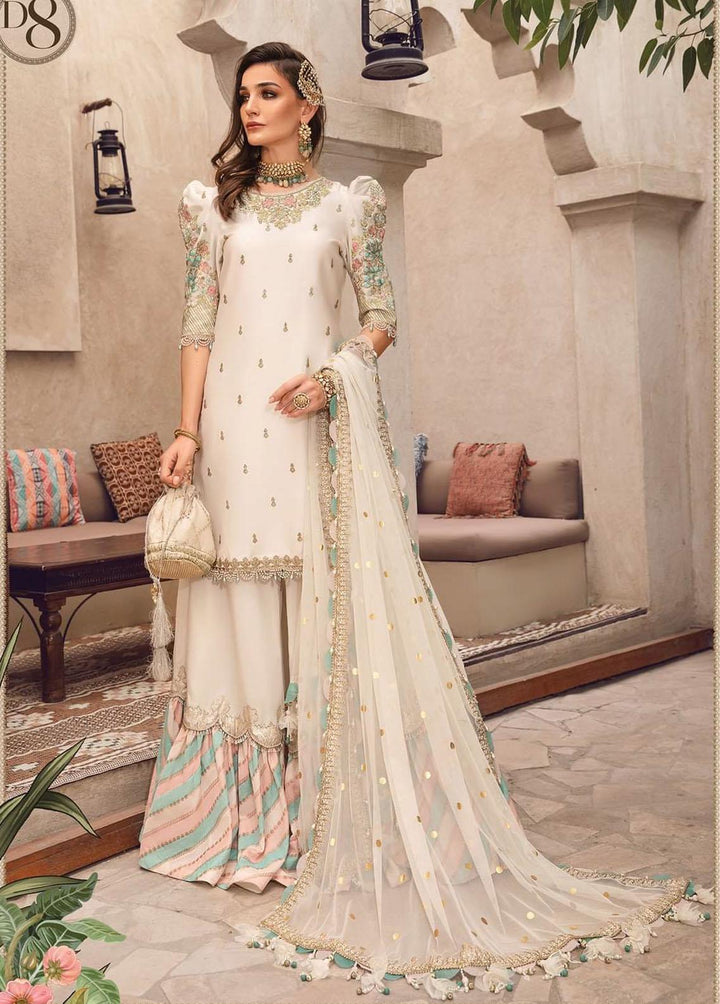Sateen By Maria B Embroidered Cotton Satin Suits Unstitched 3 Piece MB22S D8 - Luxury Collection