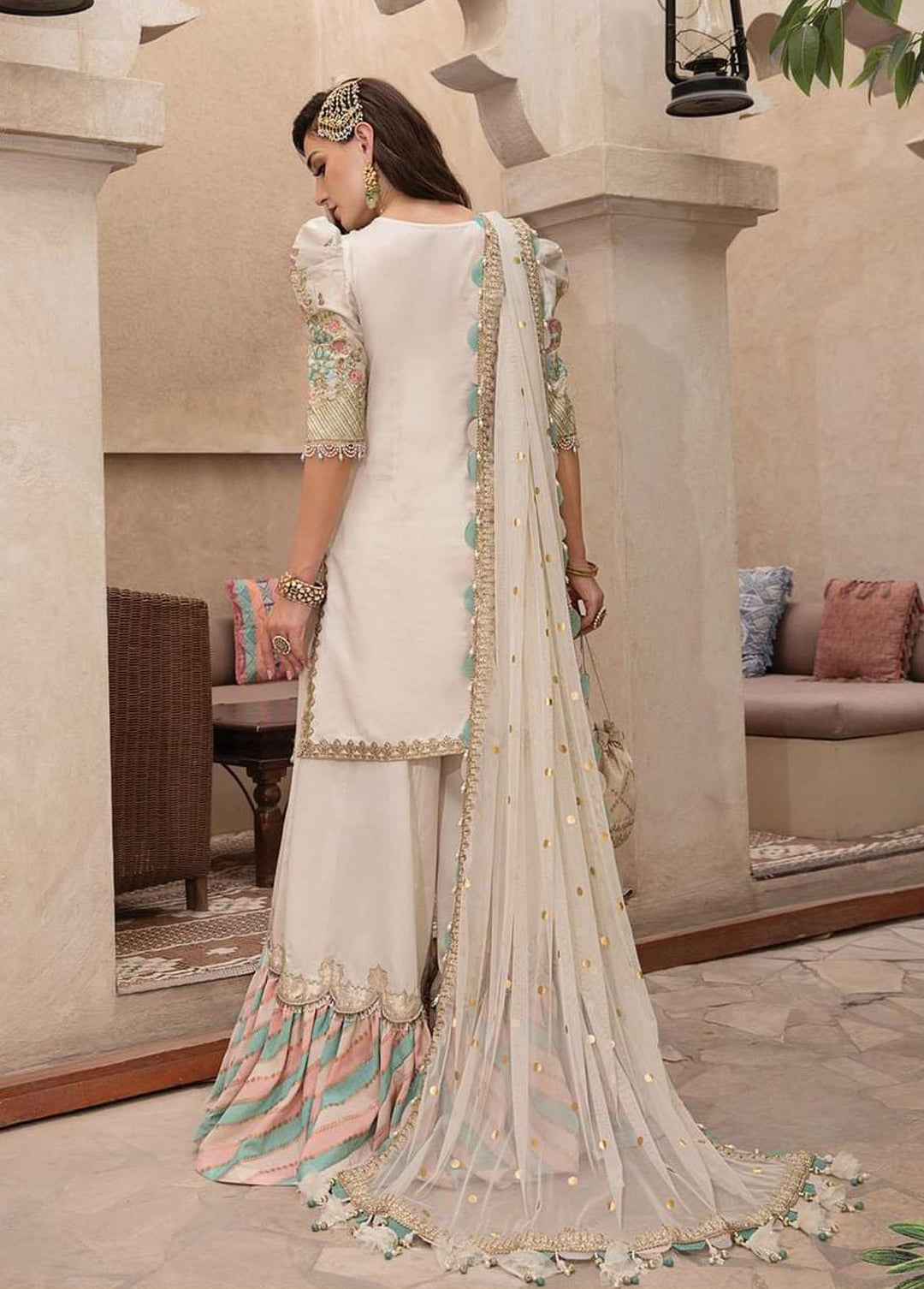 Sateen By Maria B Embroidered Cotton Satin Suits Unstitched 3 Piece MB22S D8 - Luxury Collection