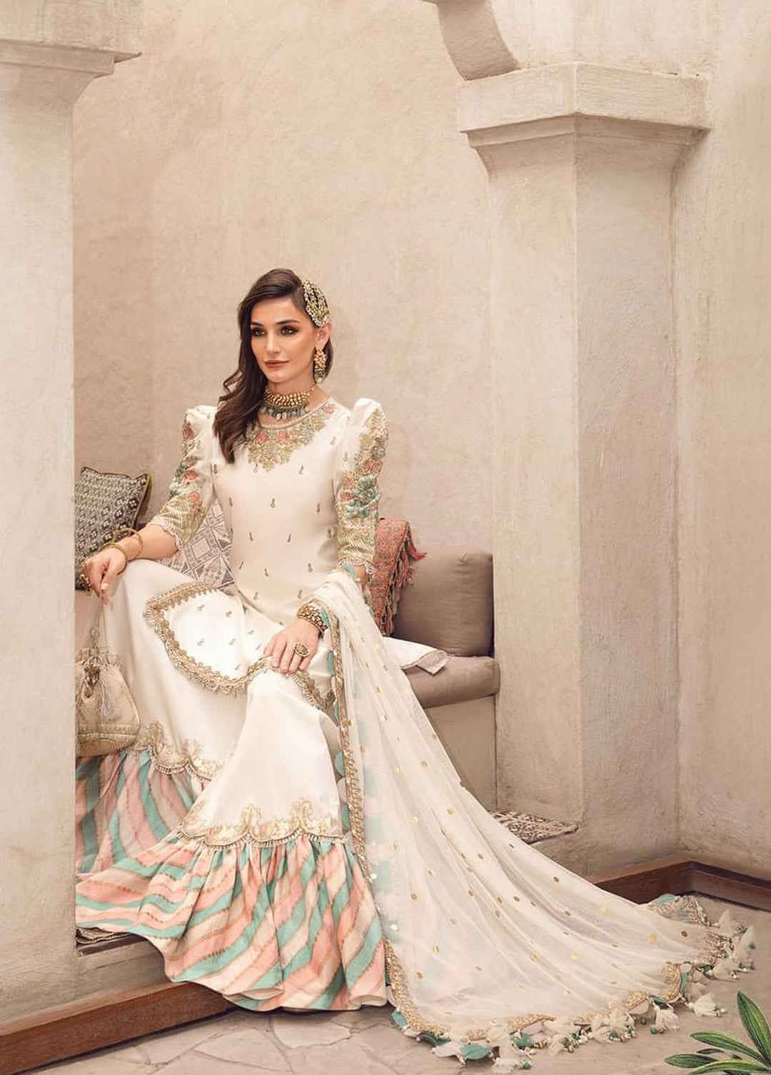 Sateen By Maria B Embroidered Cotton Satin Suits Unstitched 3 Piece MB22S D8 - Luxury Collection